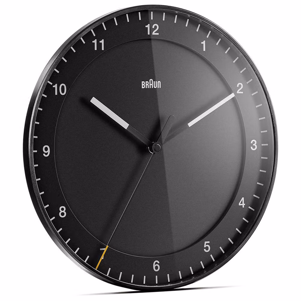 Braun Classic Silent Analogue Quartz Wall Clock in Black, Diameter: 30 cm – 2