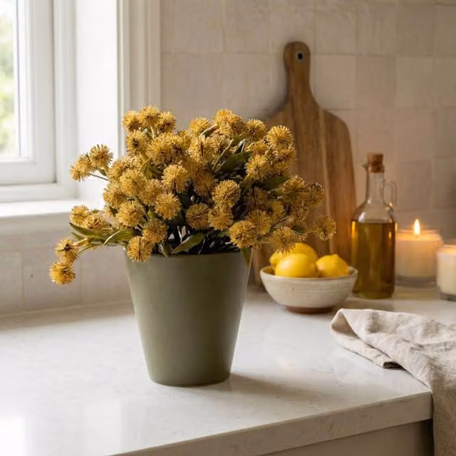 Madison & Mayfair Yellow and Orange Allium Potted Plant in Ceramic Pot – 1