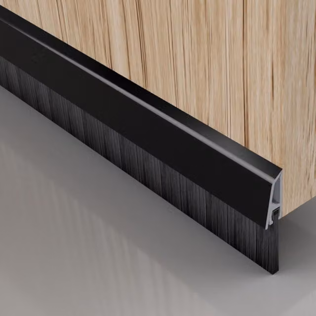 Black Stormguard Premium Brush Draught Excluder Door Seal with Concealed Fixings, Grey, W: 91.4 cm
