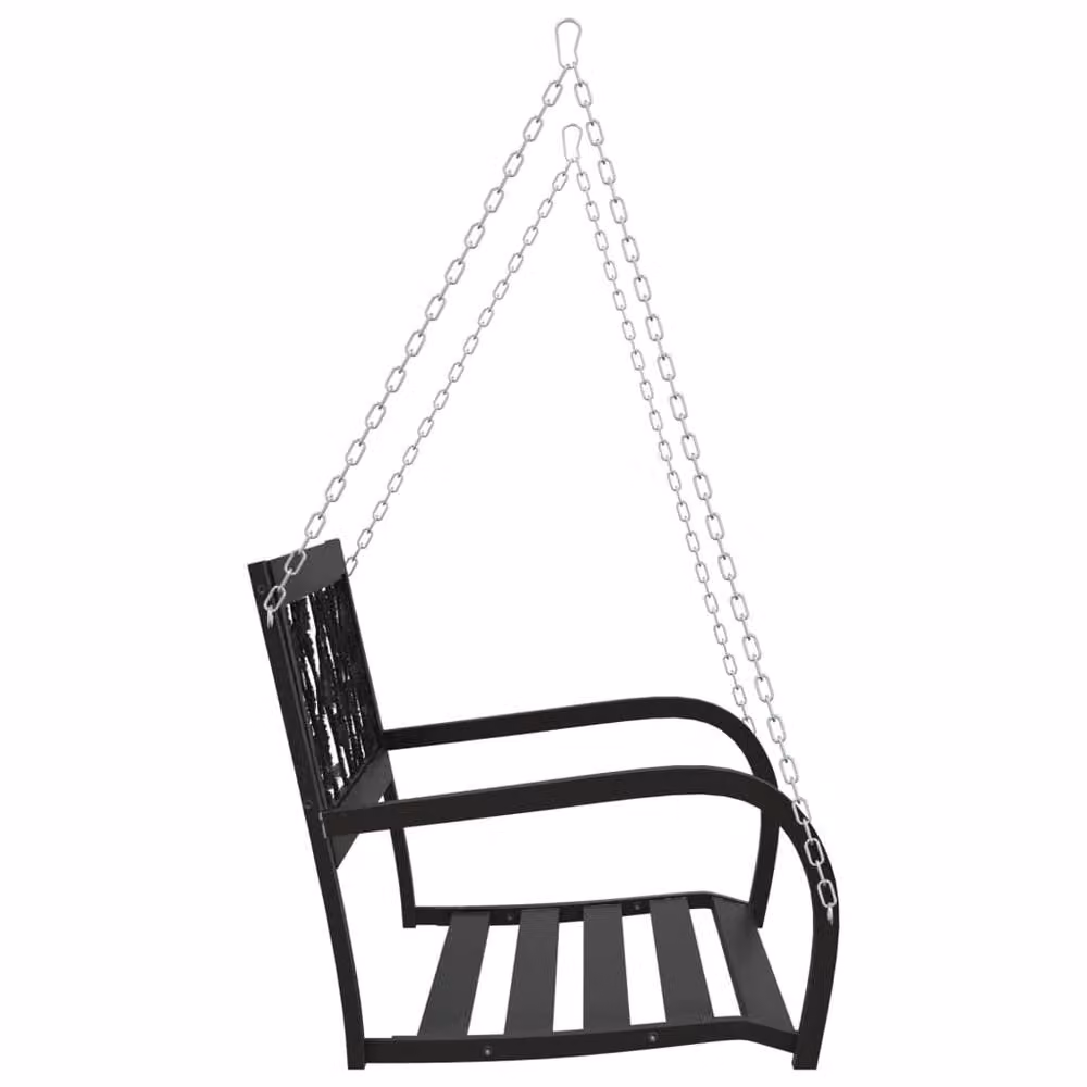 Berkfield Home Garden Swing Bench in Black Steel and Plastic, Width: 125 cm – 3