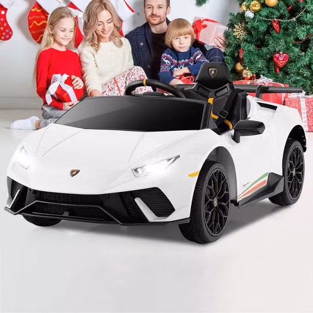 Costway Lamborghini Electric Ride On Toy Car with Light and Sound, White