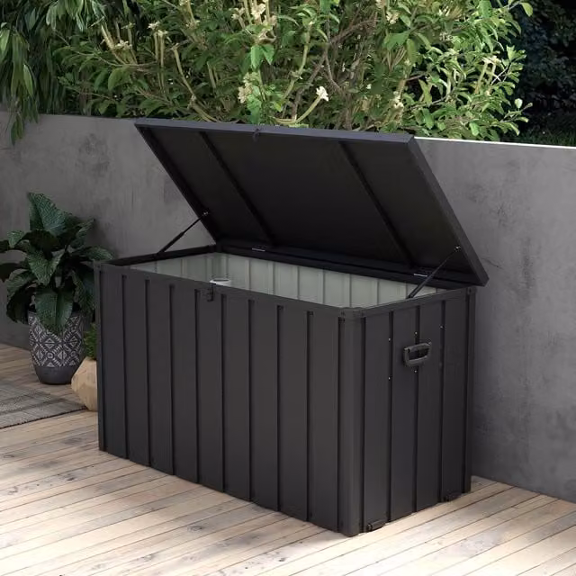 Outsunny 450L Outdoor Storage Box with Wheels in Anthracite Grey
