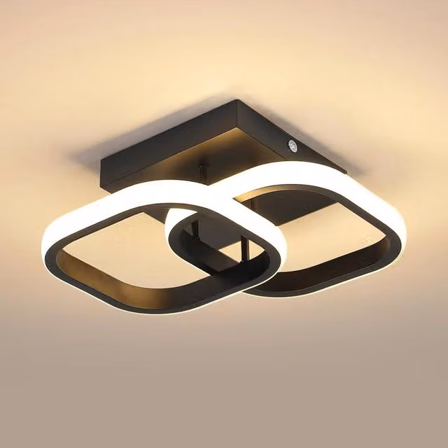 Goeco Modern Square LED Ceiling Light, 22W, 3000K Warm White, Black