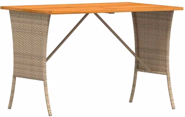 Berkfield Home Garden Table with Acacia Wood Top in Beige, W/D/H: 105 x 75 x 72 cm