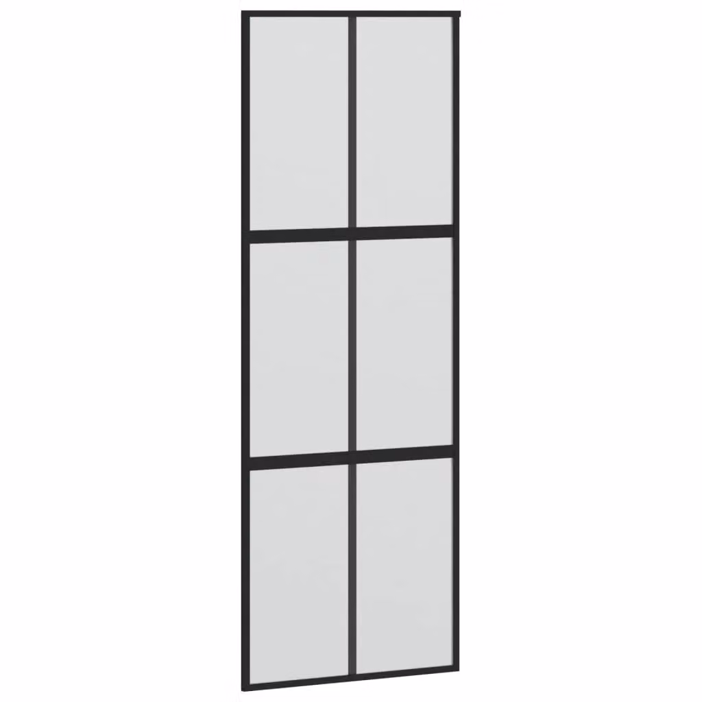 Berkfield Home Minimalist Black Sliding Door in Tempered Glass and Aluminium, W: 76 cm, H: 205 cm – 2