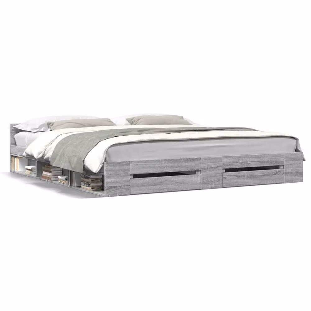 Berkfield Home Modern Bed Frame with Drawers in Grey Sonoma, W/D/H: 200 x 45 x 203 cm – 3