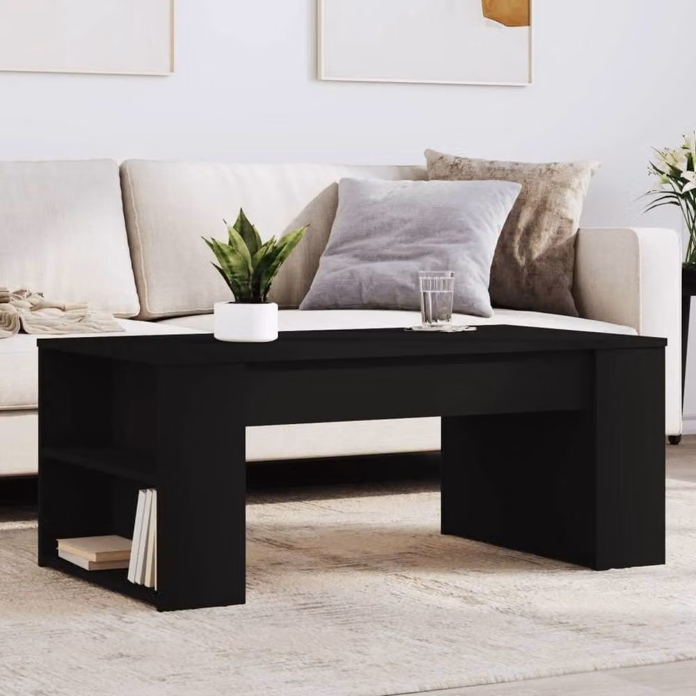 Berkfield Home Modern Black Decorative Coffee Table in Engineered Wood W/D/H: 102 x 55 x 42 cm – 2