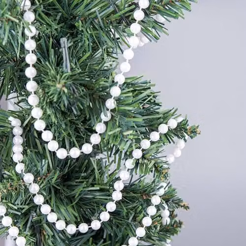 SHATCHI White Shiny Christmas Bead Chain, 7.2m Metallic Artificial Pearl Garland for Christmas Tree and Wedding Decorations – 2