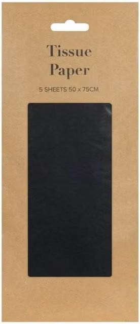 KDMD Black Tissue Paper Retail Pack of 12, 5 Sheets per Pack – 1