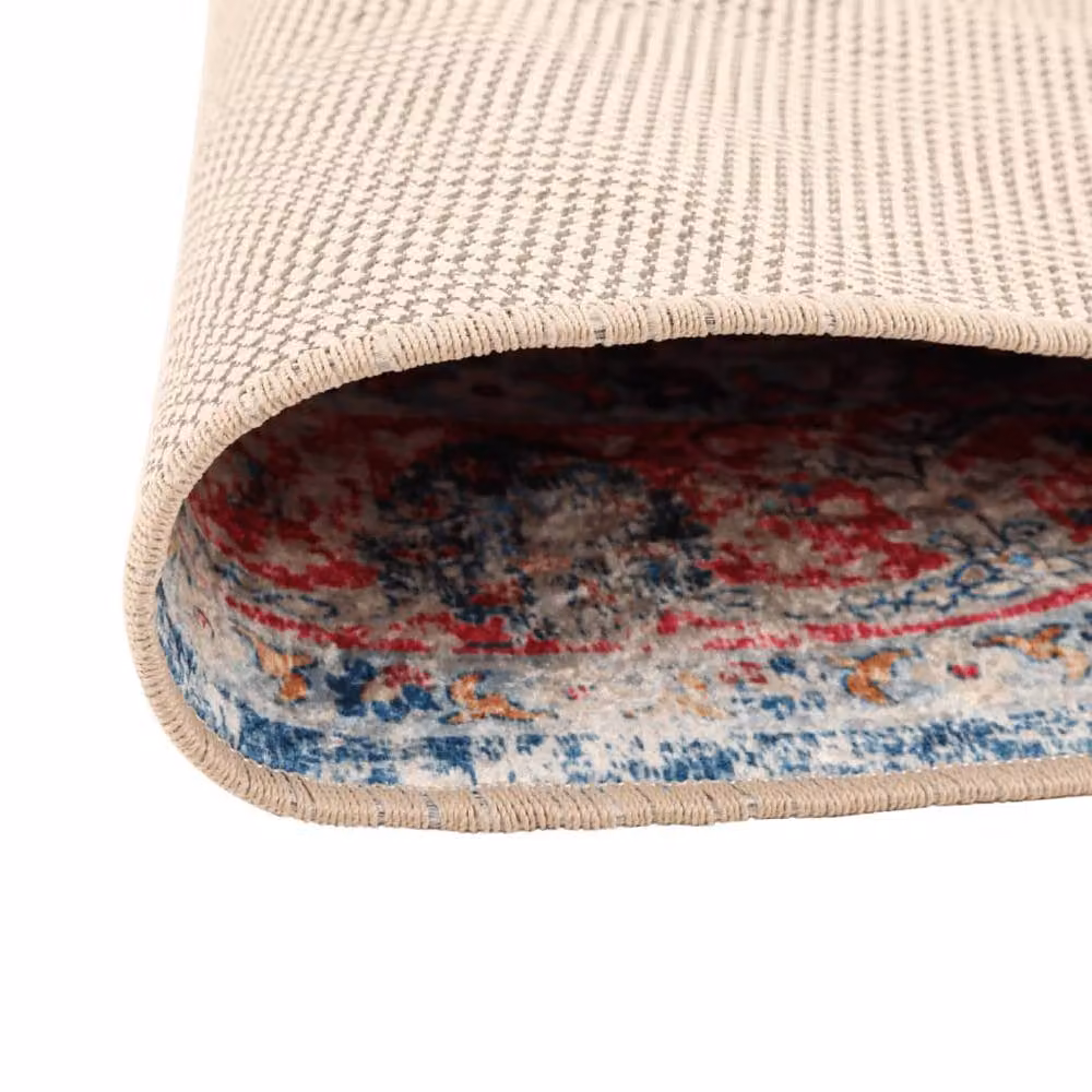 Berkfield Home Washable Multicolour Round Anti Slip Rug, Diameter: 100 cm – 2