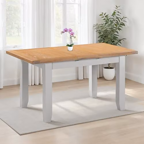 Seconique Windsor Extending Dining Table in Pebble Grey and Oak, W/D/H: 120 x 85 x 78 cm
