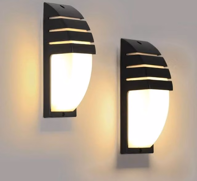 COMELY Set of 2 Modern Black LED Outdoor Wall Lights, IP65 Waterproof, 3000K Warm White