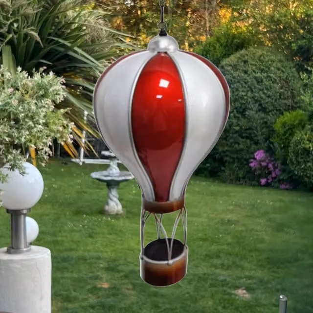 Betley Butterfly Red and White Solar LED Hanging Garden Light, Diameter: 20 cm