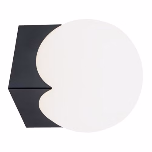 Netlighting Austin Wall Lamp in Black Matt with Opal White Glass