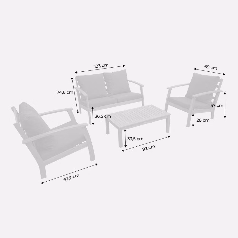 sweeek 4-Seater Modern Acacia Wood Garden Sofa Set in Brown and Beige – 2