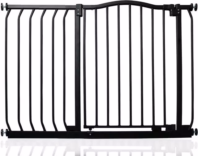 Safetots Curved Top Safety Gate in Black, No-Drill Extendable Swing Door for Doors and Stairs, Width: 98 cm - 107 cm