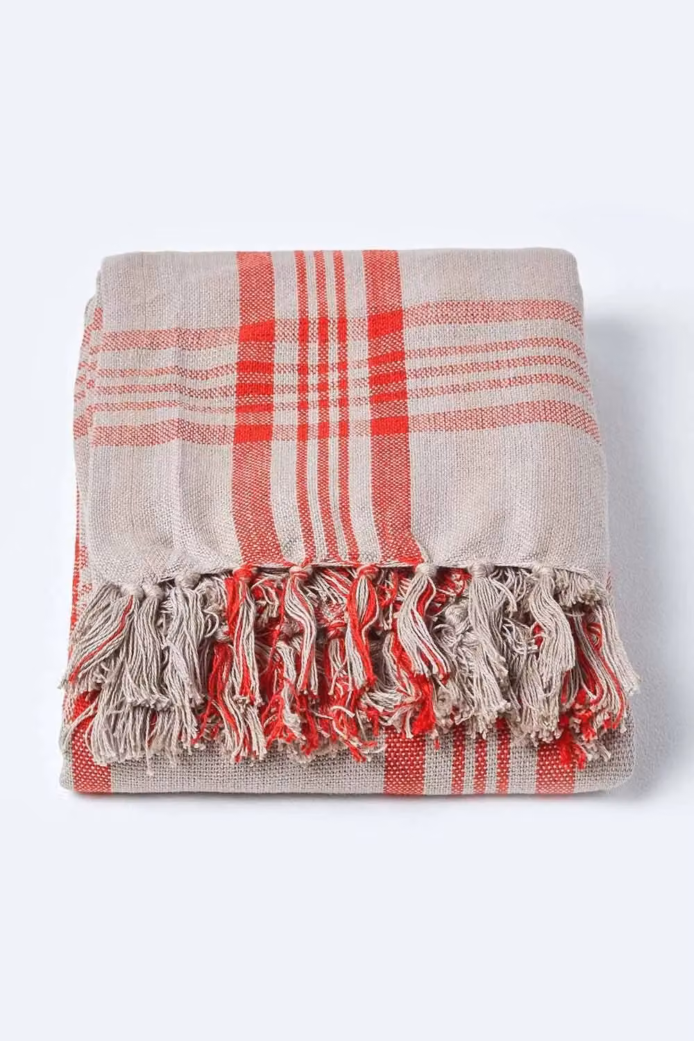 Homescapes Red and Grey Tartan Check Cotton Sofa and Bed Throw, W/D/H: 255 x 360 cm – 2