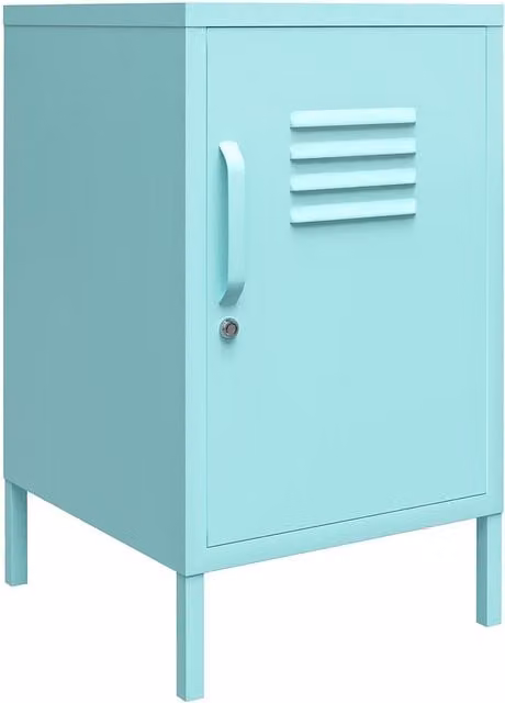 Cache Metal Locker with 1 Hinged Door and Internal Shelves in Mint Green