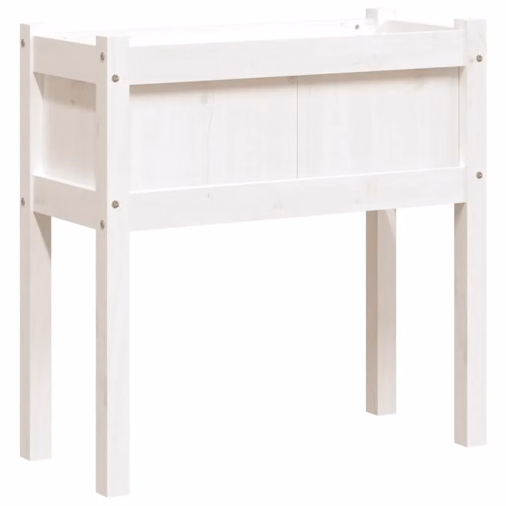 Berkfield Home Garden Planter with Legs in White Solid Pine Wood, W/D/H: 70 x 31 x 70 cm – 2