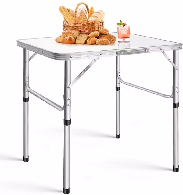 SPETLEK White Folding Table for Camping, Catering and Dining, W/D/H: 60 x 45 x 56 cm – 1