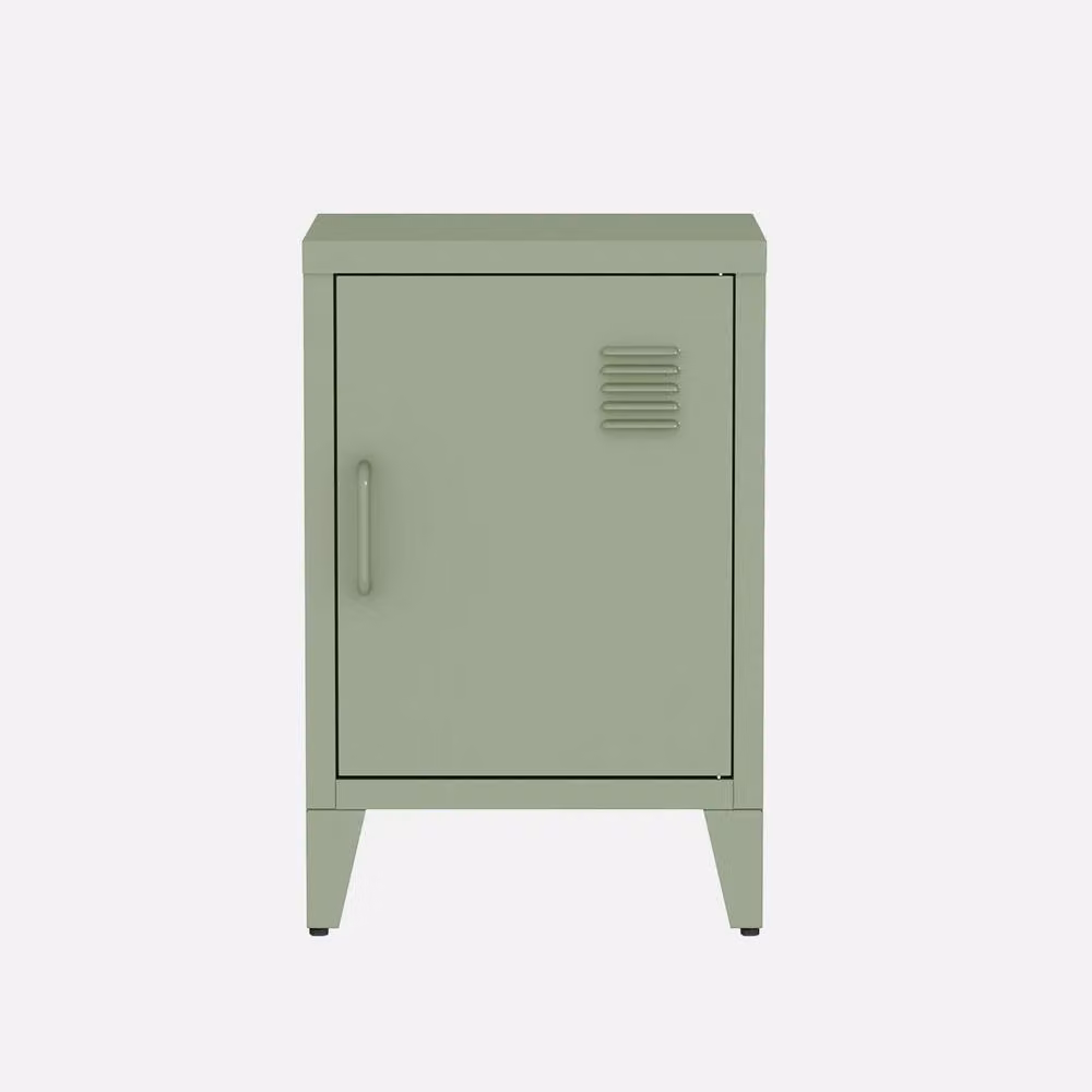 sweeek Metal Bedside Table with 1 Door in Light Green, W/D/H: 38 x 38 x 55.7 cm – 2