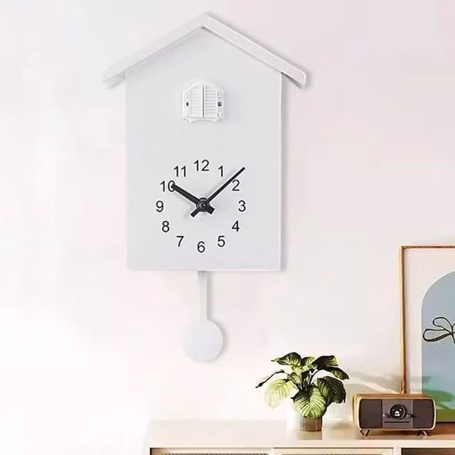 KORVIXA Modern White Quartz Analog Wall Clock with Pendulum, Width: 100 cm – 1