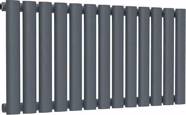 Lux Heat Oval Horizontal Wall Mounted Steel Radiator in Grey, W: 780 mm, H: 400 mm