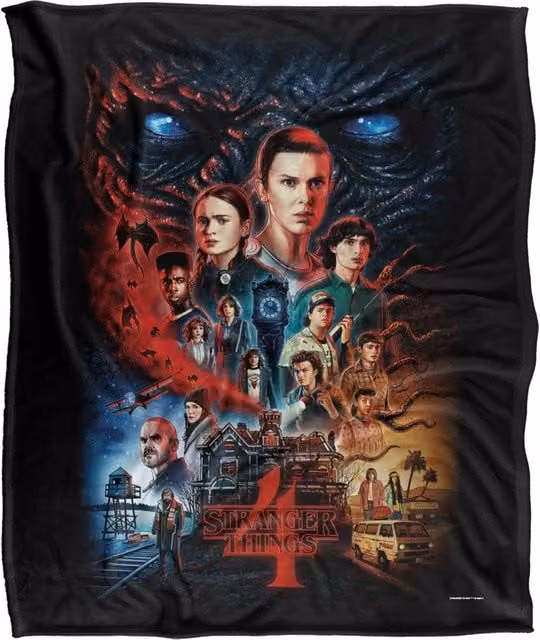 Stranger Things Creel House Season Four Officially Licensed Silky Touch Super Soft Throw Blanket, White, W: 152 cm, D: 127 cm – 1
