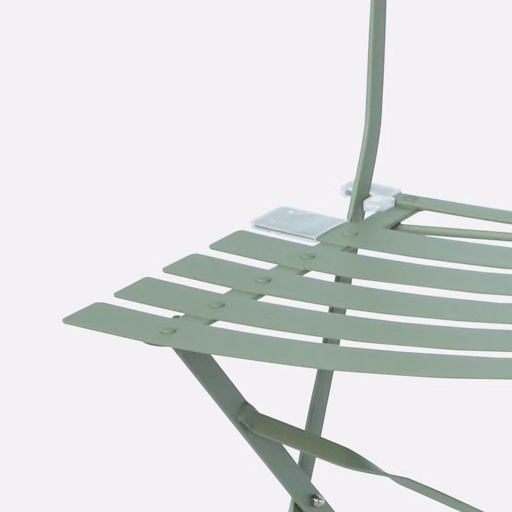 sweeek Set of 2 Folding Metal Garden Chairs in Green, H 80.5 x W 49.5 x D 41 cm – 2