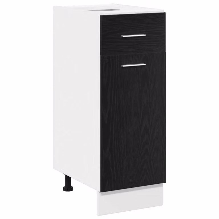 Berkfield Home Black Oak Drawer Bottom Cabinet in Black MDF, W/D/H: 30 x 46 x 81.5 cm