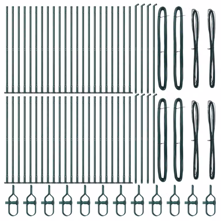 Berkfield Home Green Concrete Square Fence Posts, Set of 104, W/D/H: 3.2 x 3.2 x 68.5 cm