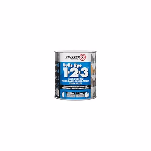 Zinsser Bulls Eye 1-2-3 Water-Based Primer-Sealer and Stain Killer, 500ml, Grey