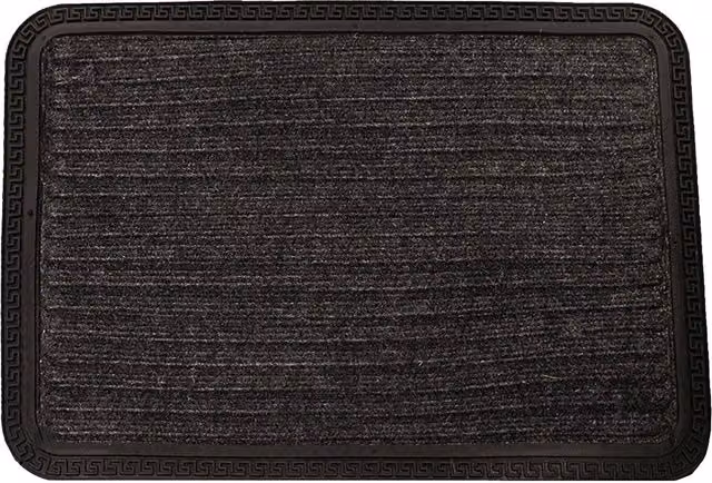 Roseley Black Striped Rectangular Door Mat, Washable and Weatherproof with Rubber Backing