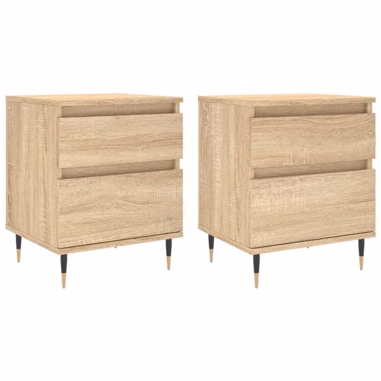 Berkfield Home Set of 2 Sonoma Oak Bedside Cabinets in Brown, W: 40 cm, D: 35 cm, H: 50 cm