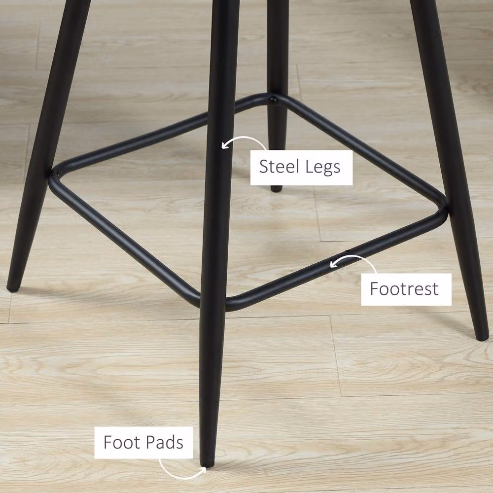 STILVORA Set of 2 Modern Blue Velvet Bar Stools with Metal Frame – 7