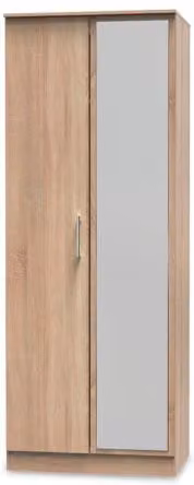 Welcome Furniture Devon 2 Door Tall Mirrored Double Wardrobe in Brown