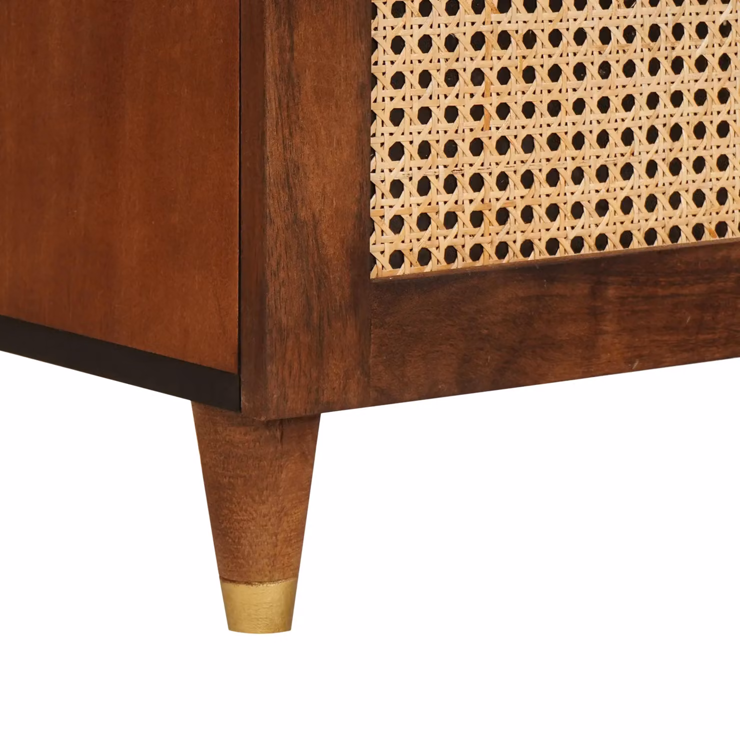 Berkfield Brown Mango Wood and Cane Media Storage Cabinet – 4