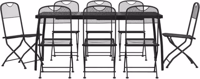 Berkfield Home 9 Piece Modern Anthracite Metal Mesh Garden Dining Set in Black