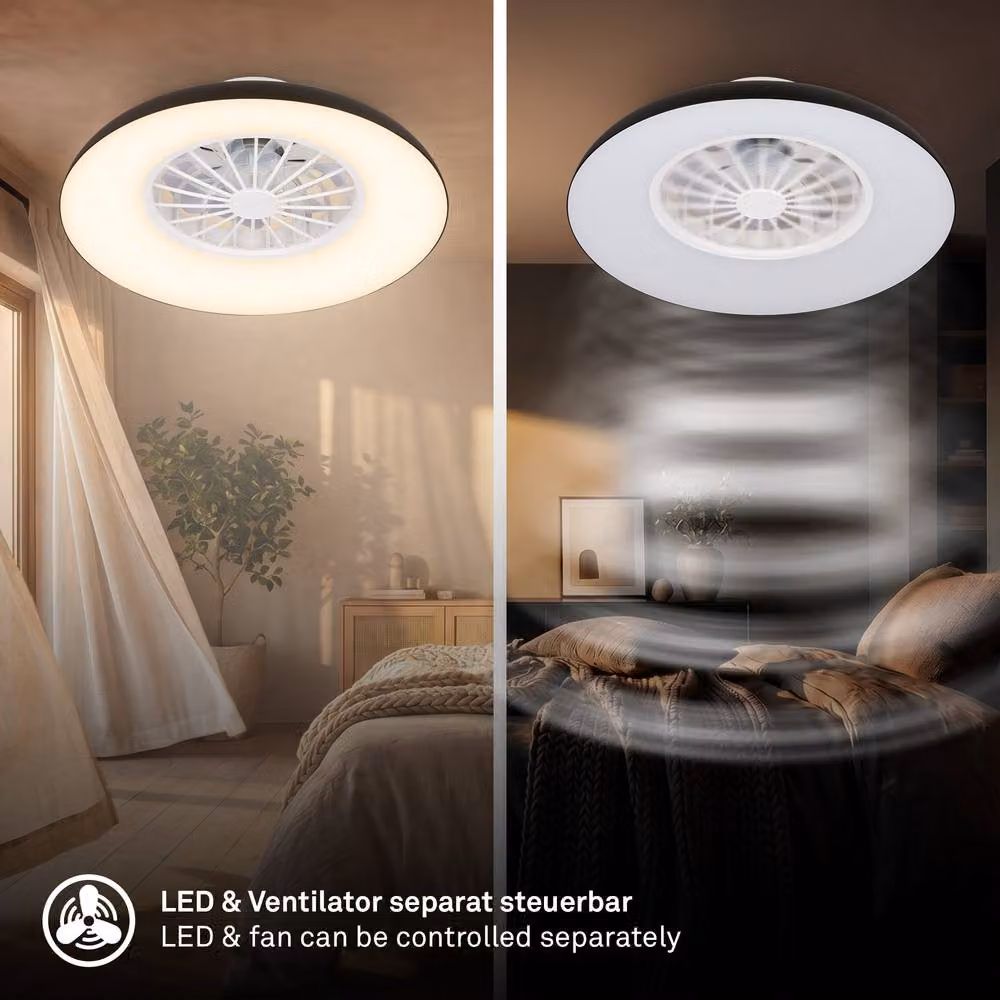 Briloner Black 24W CCT Dimmable LED Ceiling Light with Fan and Remote Control – 4