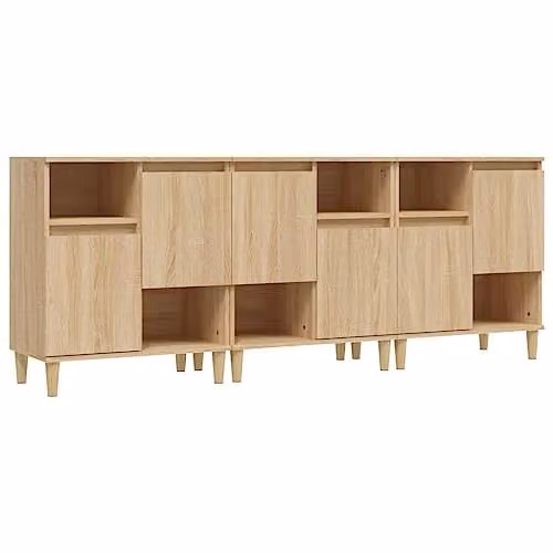 vidaXL Set of 3 Sideboards in Brown Sonoma Oak, Engineered Wood, W/D/H: 60 x 35 x 70 cm – 1