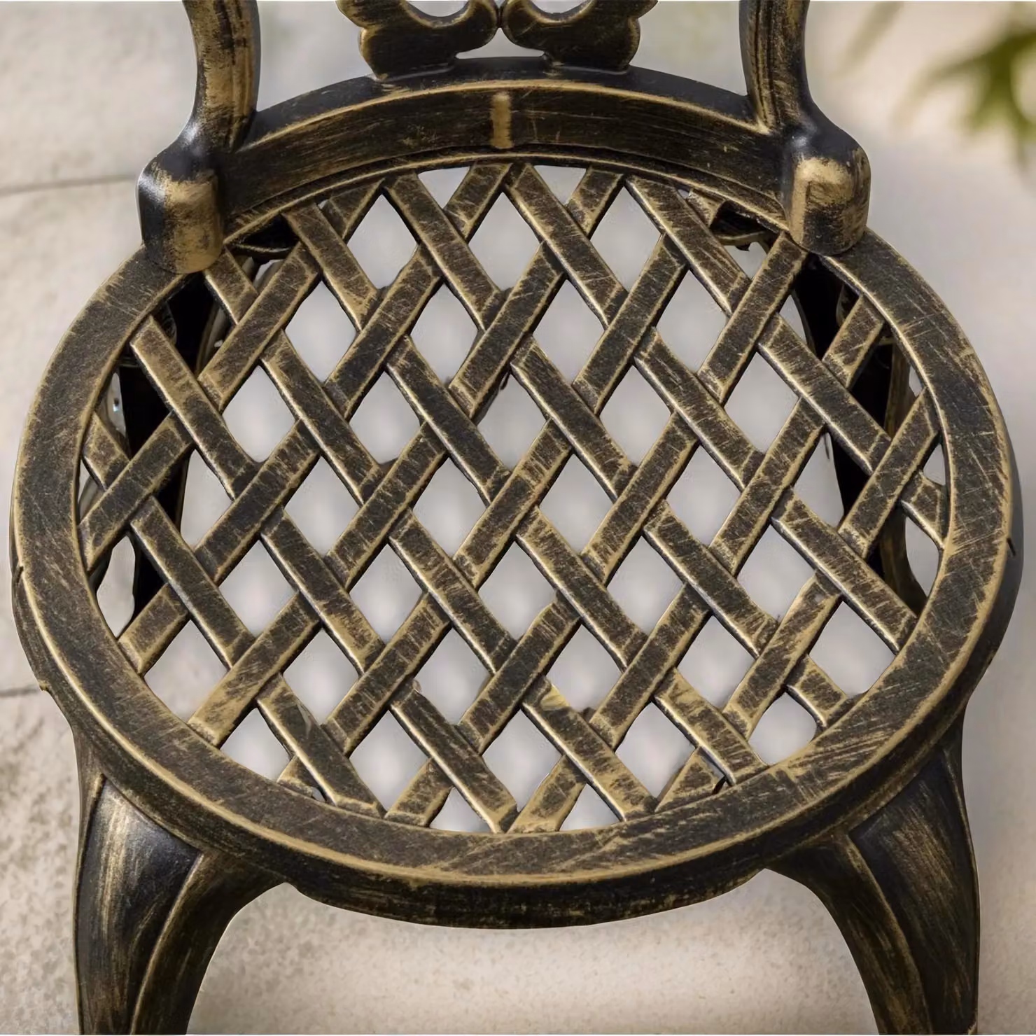 FURNOS Set of 3 Cast Aluminium Bistro Table and Chairs with Parasol Hole in Bronze – 2
