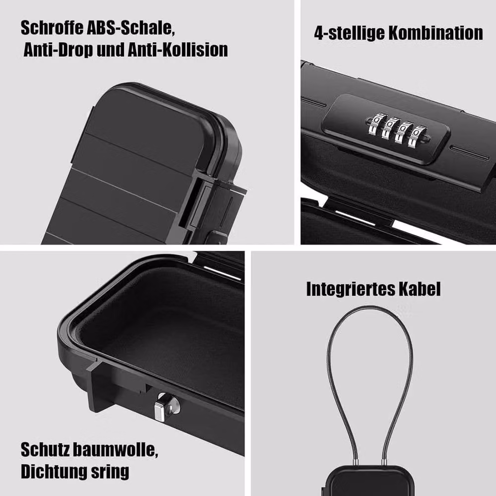 FLAVORA Personal 4-Digit Combination Locking Safety Storage Box in Black – 5