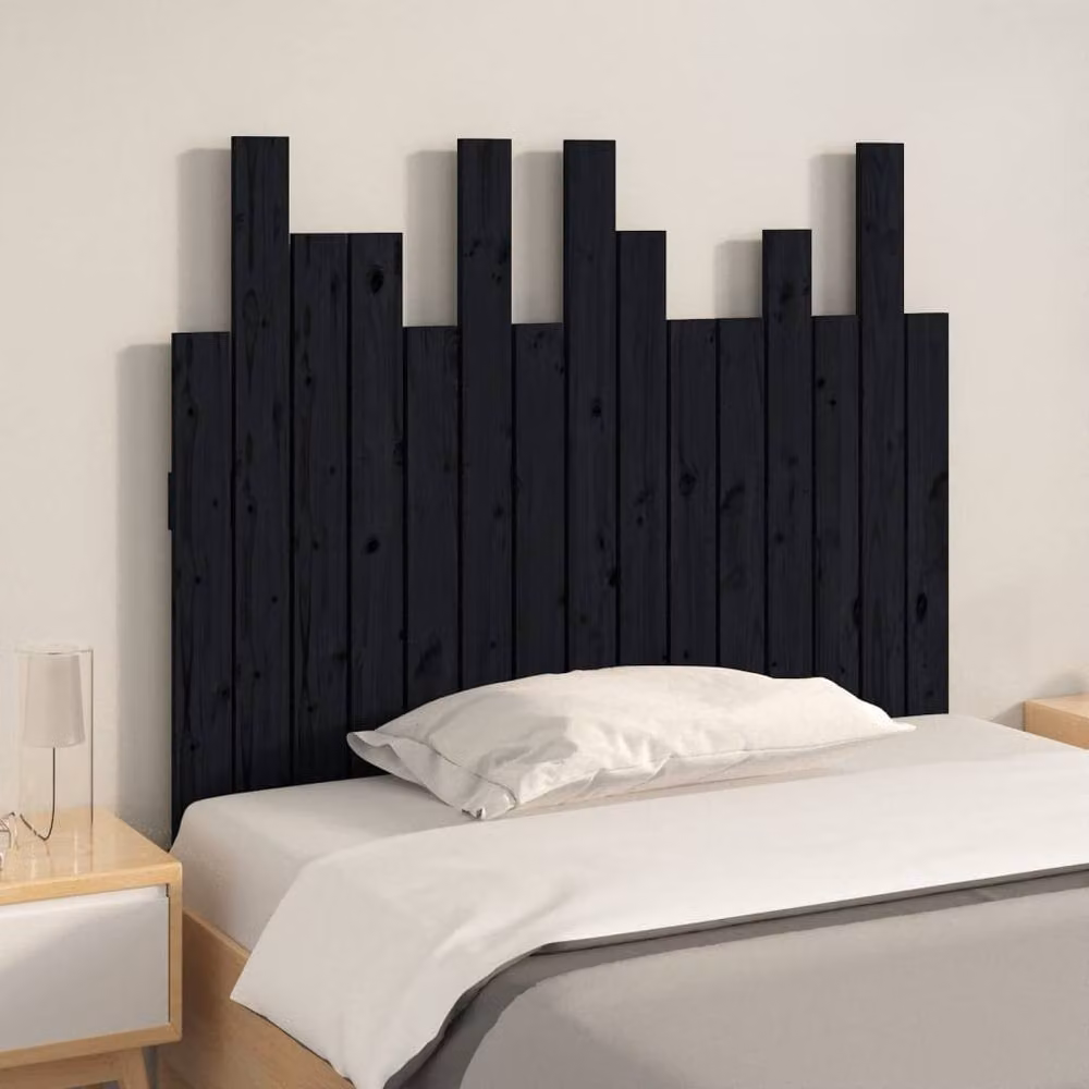 Berkfield Home Black Solid Pine Wood Wall Mounted Headboard W/D/H: 95.5 x 3 x 80 cm – 3