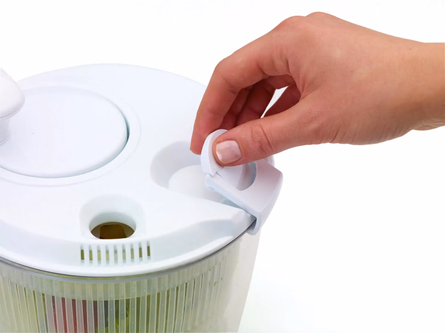KitchenCraft Mini Salad Spinner in White, 19cm – 9