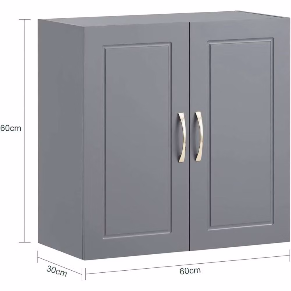 FORGEVIO Modern Matt Grey Kitchen Wall Cabinet with Hinged Doors and Internal Shelves – 2