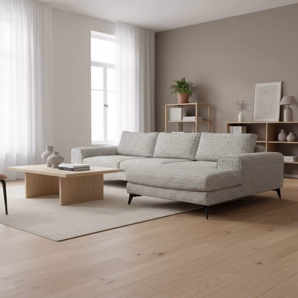 Abakus Direct Venice Chenille L-Shaped Corner Sofa in Light Grey, Right Hand Facing – 3