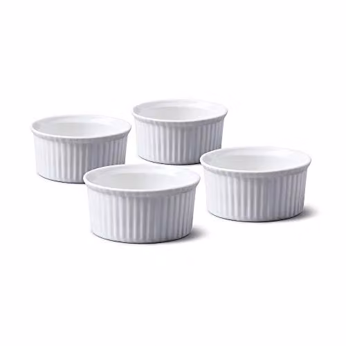 WM Bartleet & Sons Set of 4 Round Porcelain Ramekins with Lids, White, Diameter: 7.5 cm – 1