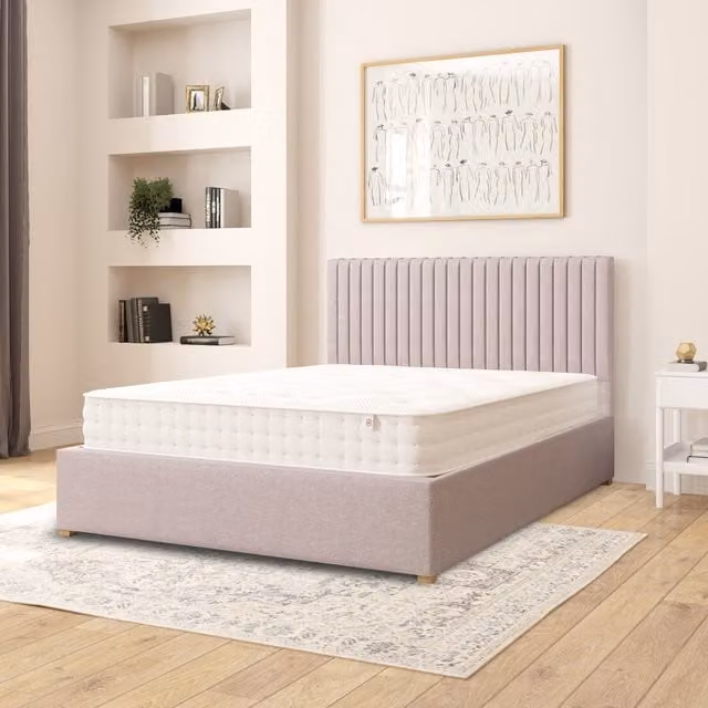 Aspire Grant Fabric Ottoman Storage Bed in Eire Linen Grey, W/D/H: 180 x 200 cm