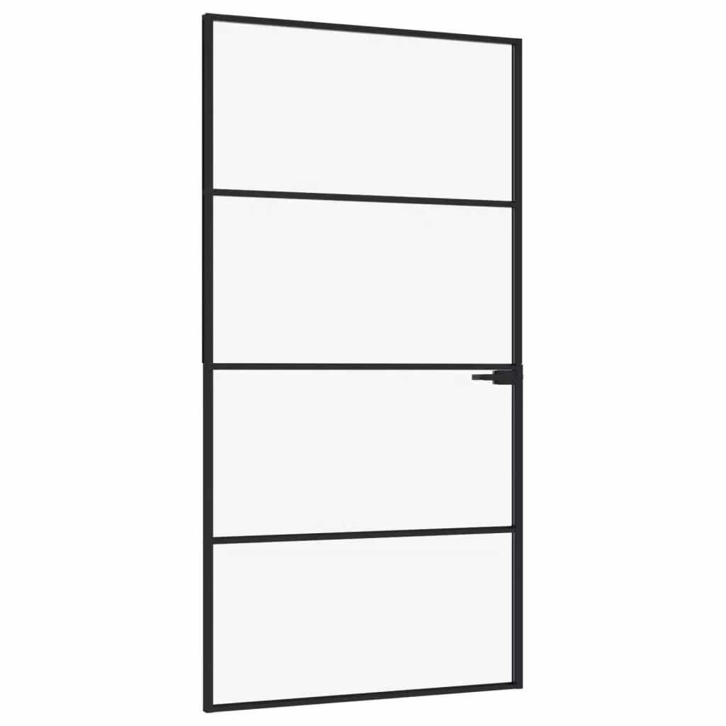 Berkfield Modern Interior Door in Black with Tempered Glass and Aluminium, W: 102 cm, H: 201.5 cm – 2