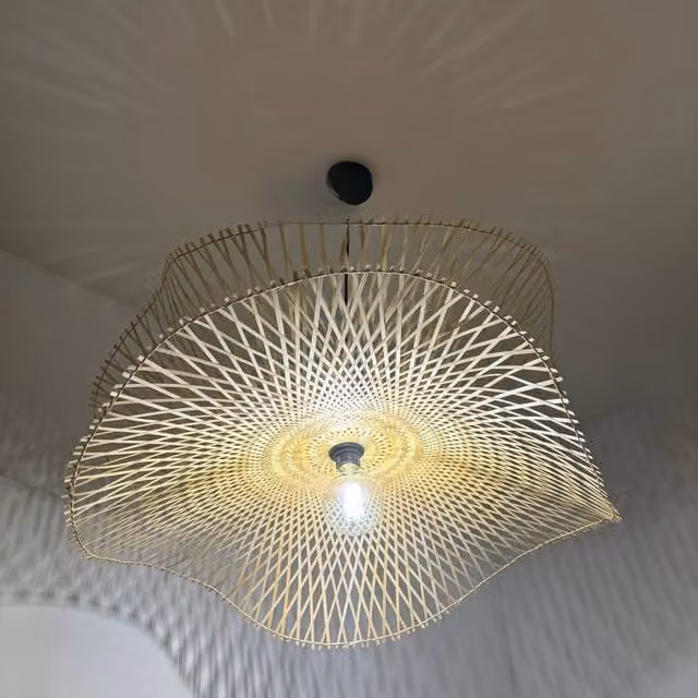CGC Lighting Tulul Duo Extra Large Natural Bamboo Wave Easy Fit Lampshade, Brown and Beige, Diameter: 80 cm